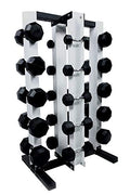 Ader Sporting Goods Black Rubber Dumbbell Set 5-75 Lbs with Racks & Mats