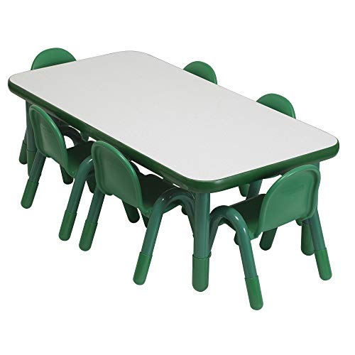 Angeles Baseline Preschool Rectangular Table & Chair Set Solid Green