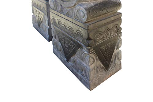 Orientliving Chinese Foo Dogs Door Block Drum Statue Gray