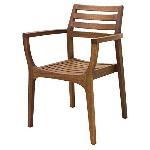 Unknown Eucalyptus Stacking Arm Chairs Set of 4 Brown