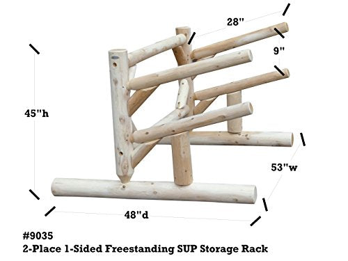 Log Kayak Rack 2 Place 1 Sided SUP Storage Rack Natural