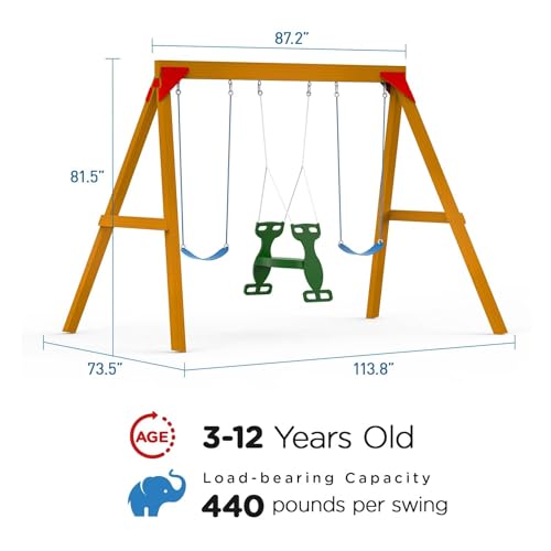 DOLPHIN PLAYGROUND T Glider Swing Set for Kids Outdoor Play Equipment