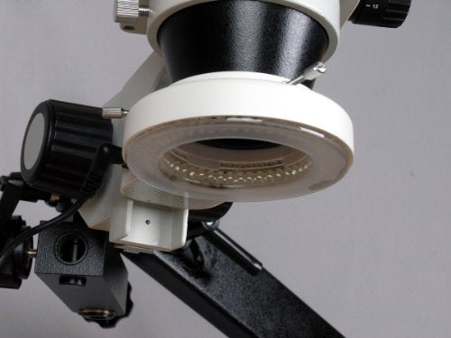 AmScope Digital Trinocular Stereo Zoom Microscope with 8MP Camera and LED Ring Light