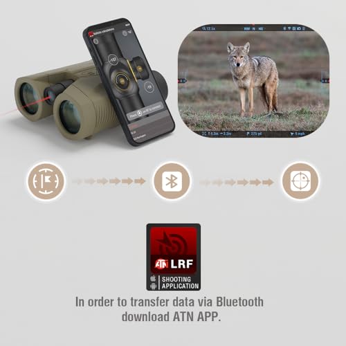 Force Technologies ATN 10x42 Laser Ballistics Binocular with Laser Rangefinder, Bluetooth, Ballistic Calculator and Mobile App Sand