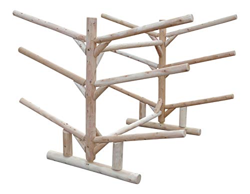 Log Kayak Rack 2 Canoe + 4 Kayak/SUP Rack Unfinished