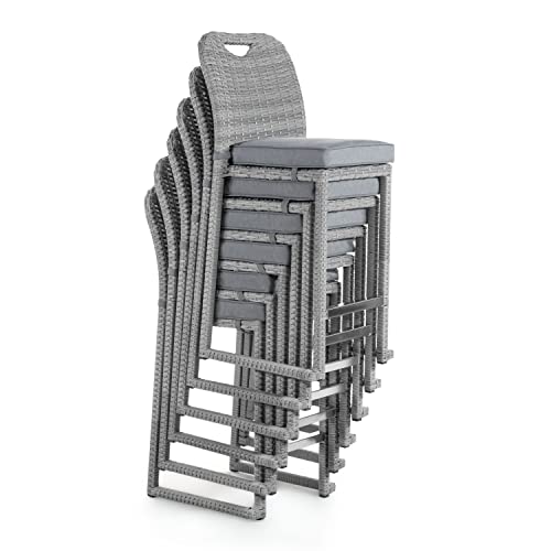 Greemotion USA Cyprus 6-Piece PE Wicker Outdoor Chairs with Cushions Grey