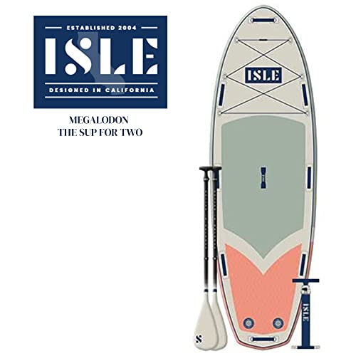 ISLE Surf and SUP Megalodon Inflatable Paddle Board & iSUP Bundle Seafoam/Peach