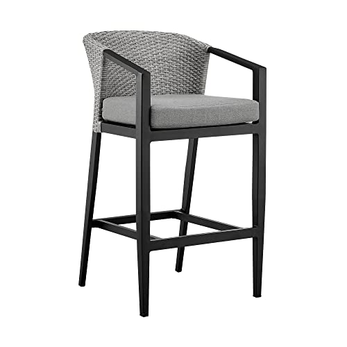 Armen Living Aileen Modern Patio Counter Chair Bar Stool Black