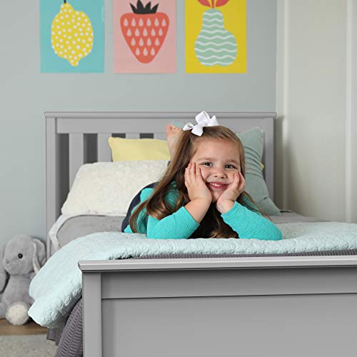 Max & Lily Twin Bed Frame with Headboard & Storage Drawers Grey