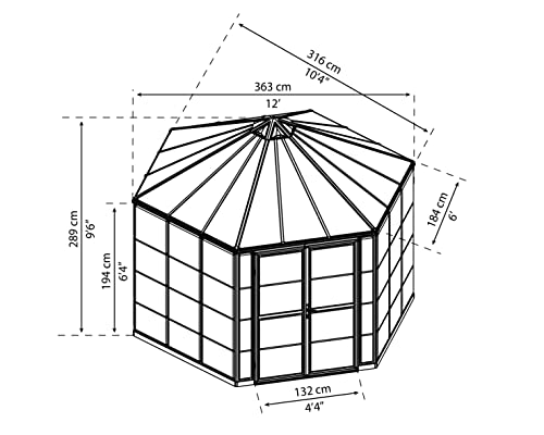 Palram Canopia Oasis Greenhouse 10' x 12' x 9' Gray