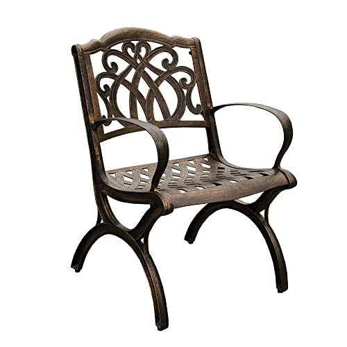 Oakland Living Modern Ornate Outdoor Mesh Aluminum 59-in Round Patio Dining Set with Lazy Susan and Six Chairs Bronze