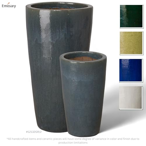 Emissary Gray Stoneware Round Planters Set of 2 18.5in L x 36in H