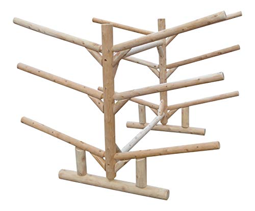 Log Kayak Rack 2 Canoe + 4 Kayak/SUP Rack Natural