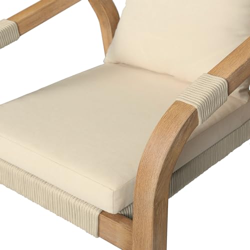 Armen Living Cypress Modern Outdoor Patio Dining Chair Set of 2 Ivory