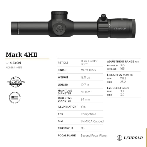 Leupold Mark 4HD 1-4.5x24 SFP Illuminated FireDot BDC Riflescope Matte Finish