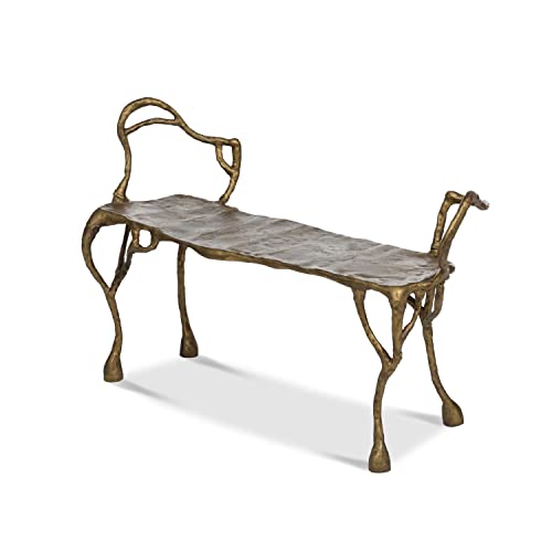 Park Hill Collection Lodge Cast Aluminum Organic Root Bench Antique Gold