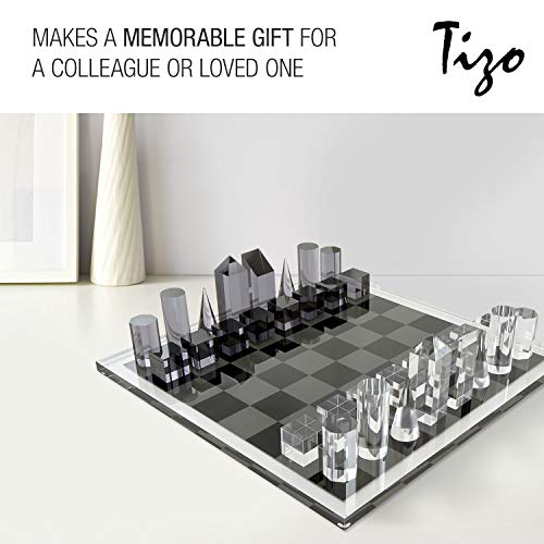 TIZO Elegant 13” Lucite Chess Set Blue