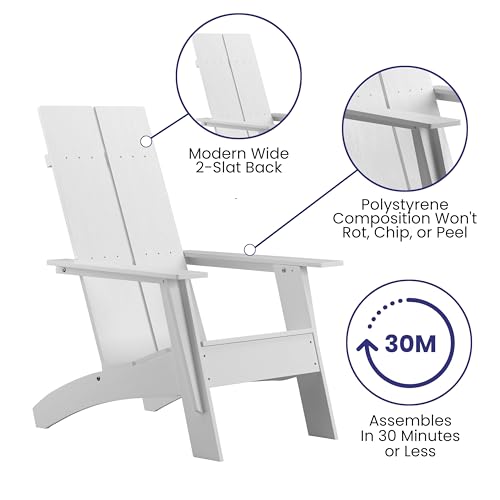 Flash Furniture Set of 4 Sawyer Modern Adirondack Chairs White