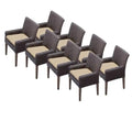 Afuera Living Wicker Patio Arm Dining Chairs Set of 8 Wheat