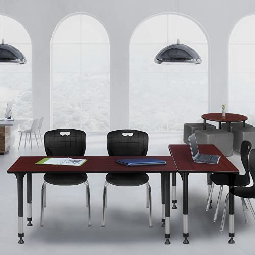 Regency Kee Height Adjustable Classroom Table Set with Two 18" Andy Chairs Mahogany/Black