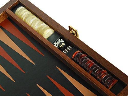 Zaza & Sacci Wood Backgammon Board Game Set Medium Brown/Black 16 Inch