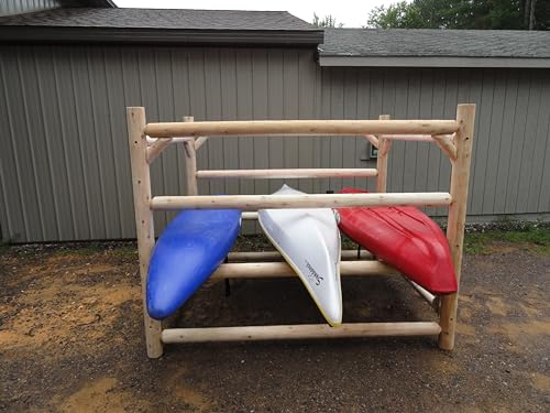 Log Kayak Rack 12-Kayak or Multiple Canoe and Kayak Storage Rack Natural