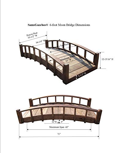 SamsGazebos 6' Treated Moon Bridge Brown