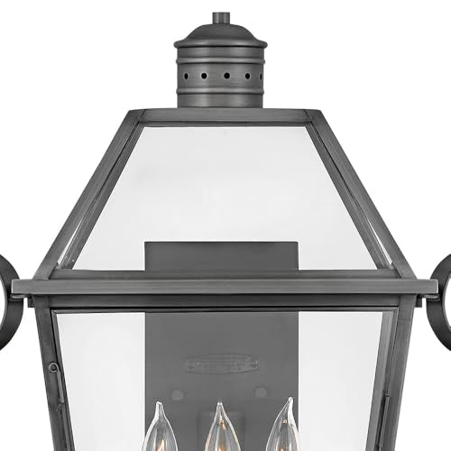 Hinkley Nouvelle Collection Three Light Outdoor Medium Wall Lantern Blackened Brass/Black