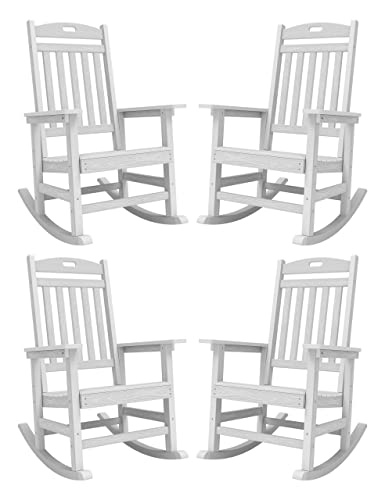 YEFU Outdoor Rocking Chair Set of 4 Heavy Duty White