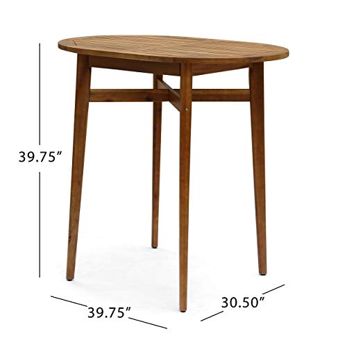 Great Deal Furniture GDFStudio Bar-Height Table Set Solid Acacia Wood Frames Includes 4 Bar Stools Teak Finish
