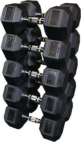 Body-Solid Rubber Coated Hexagon Dumbbells Black