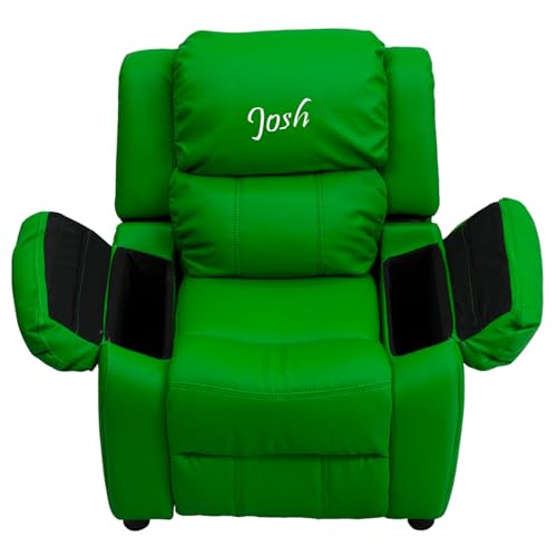 Flash Furniture Kids Recliner Solid Hardwood Frame Green Vinyl