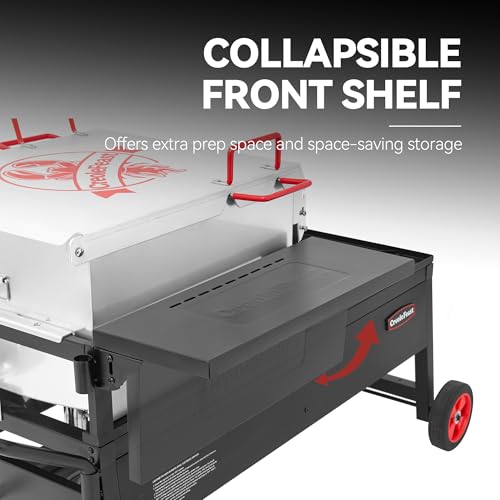 Creole Feast 90 Qt Crawfish Boiler Combo 2-Burner Propane Gas Cooker with Stainless Steel Paddle Silver & Black