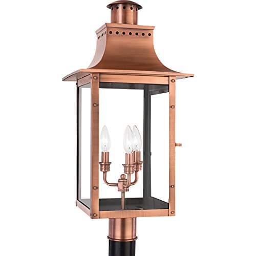 Quoizel Chalmers 3-Light Outdoor Post Lantern Aged Copper