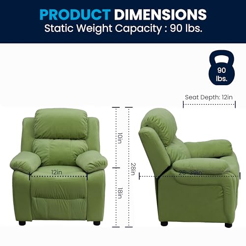 Flash Furniture Charlie Kids Recliner with Storage Arms Avocado Microfiber