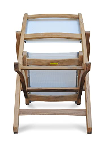 Regal Teak Teak Folding Chair with Arms Sling Seat Pair White