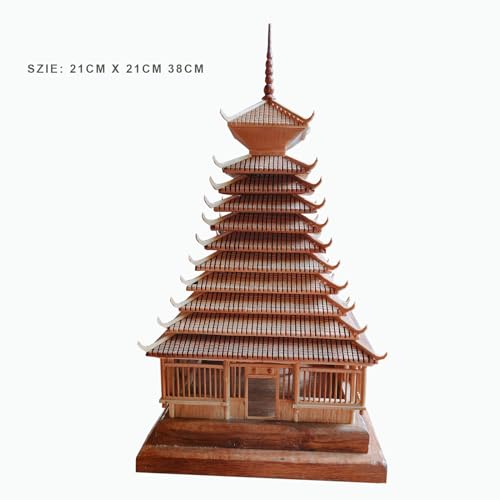 Okjew Quadrangle Drum-Tower Model Pure Wood Handcrafted