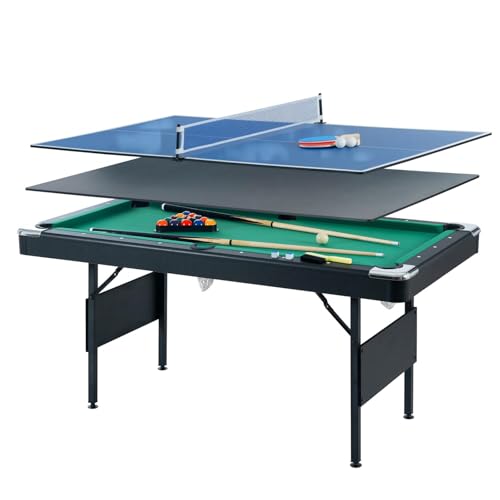 NovaVale 5.5Ft 3-in-1 Folding Billiard Table Green