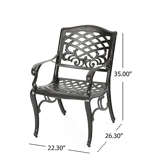 Christopher Knight Home Hallandale 7-Pc Outdoor Sarasota Dining Set Hammered Bronze