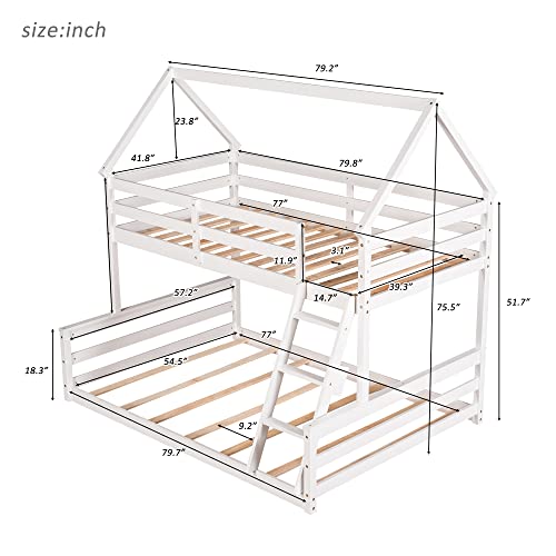 Acosure Twin Over Full Bunk Bed with Ladder & Guardrail, Convertible to 2 Beds, White