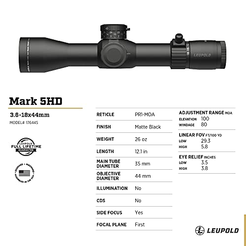 Leupold Mark 5HD 3.6-18x44mm M1C3 FFP Side Focus Riflescope PR1-MOA