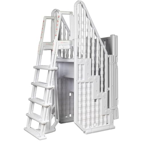 Aqua Select Everest Entry Step System Above Ground Pool 350 Lb Capacity White Steps