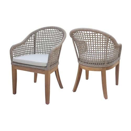 IC INTERNATIONAL CONCEPTS Set of Two Outdoor Teak Patio Dining Chairs with Cushions Natural