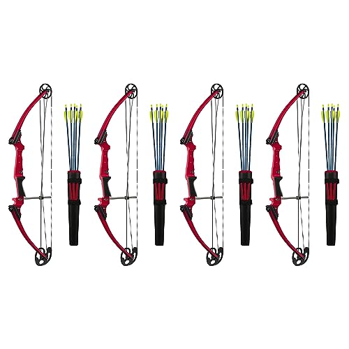 GENESIS Archery Compound Bow Kit Adjustable Draw Length 15"-30" Left-Handed Red
