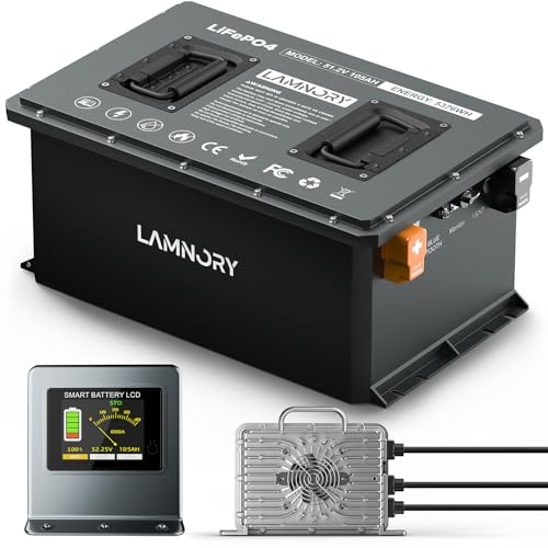 Lamnory 48V 105Ah Lithium Golf Cart Battery with Touch Monitor & Charger