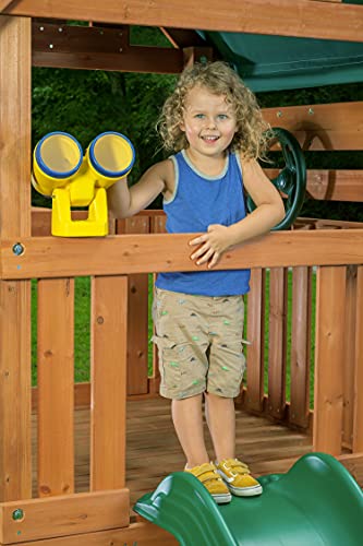 CREATIVE CEDAR DESIGNS Mountain View Lodge Wooden Swingset Multicolor Accessories & Green Slide