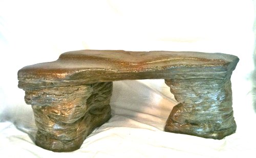 Athena Garden Inc. Cast Stone Petrified Rock Bench Outdoor Garden Decor Natural
