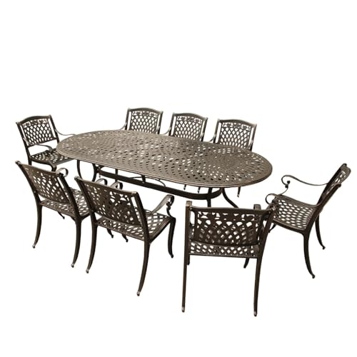 Oakland Living Modern Outdoor Mesh Lattice Aluminum 95-in Black Oval Dining Set