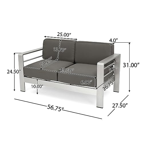 Christopher Knight Home Cape Coral 5-Piece Outdoor Chat Set with Fire Table Grey/Dark Grey