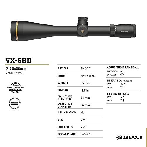 Leupold VX-5HD 7-35x56 CDS-TZL3 Side Focus Riflescope T-MOA